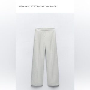 NWT Zara High Waisted Straight Cut Pants - Light Gray